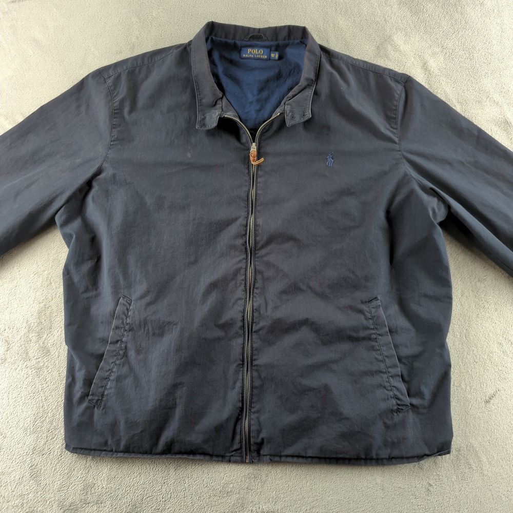 Polo Ralph Lauren Windbreaker Jacket Mens 4XLT Tall Navy Blue Full Zip Coat